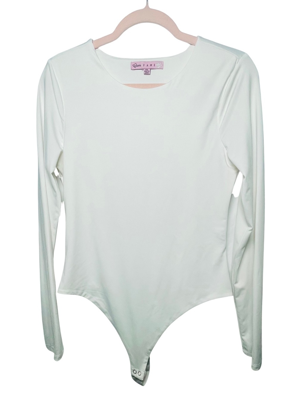 Crave Fame White Long Sleeve XL Bodysuit